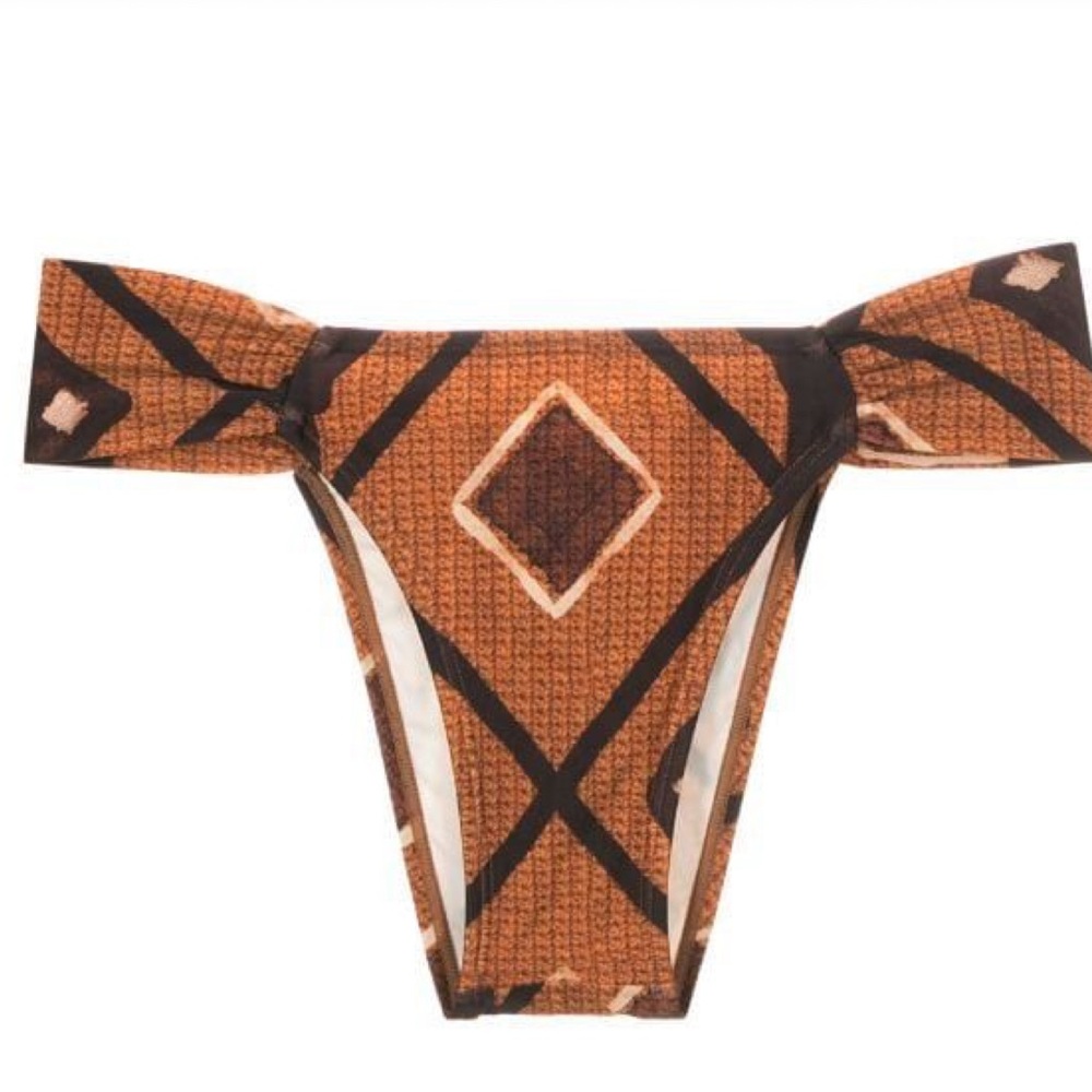 ✨NWT✨ Lenny Niemeyer Geometric Print Brown Black Draped Bikini Bottoms